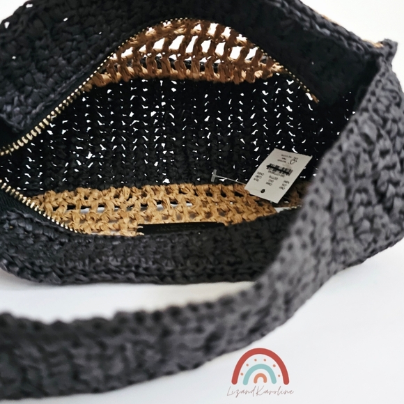 New! J. Crew Paros Open Weave Straw Bag  with Horseshoe Charm - Picture 14 of 16